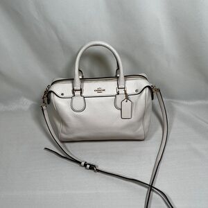 COACH # F36677 MINI BENNETT  WHITE PEBBLED LEATHER SATCHEL 2 - WAY HAND BAG